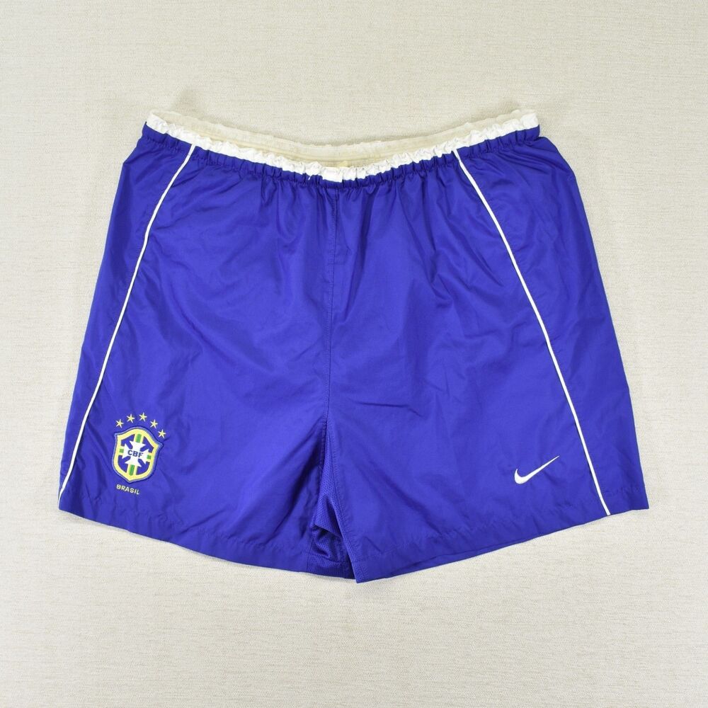 Vintage Nike Brazil Soccer Shorts Womens Blue CBF Crest National Team Athletic L